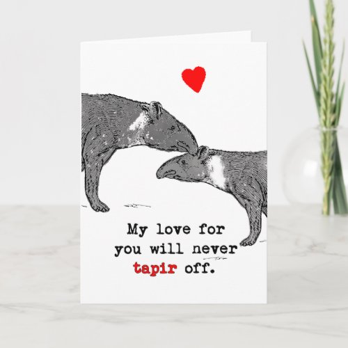 Funny Valentine Card Tapir Lovers with heart _My