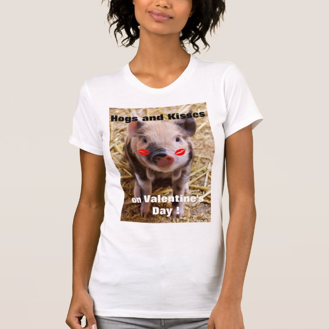 Funny Valentine Day Cute Funny Piglet T-Shirt (Front)