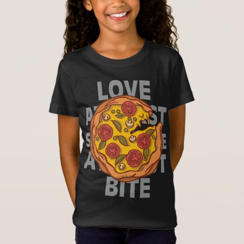 Funny Valentine Day Pizza Love At First Slice and  T_Shirt