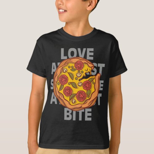 Funny Valentine Day Pizza Love At First Slice and  T_Shirt