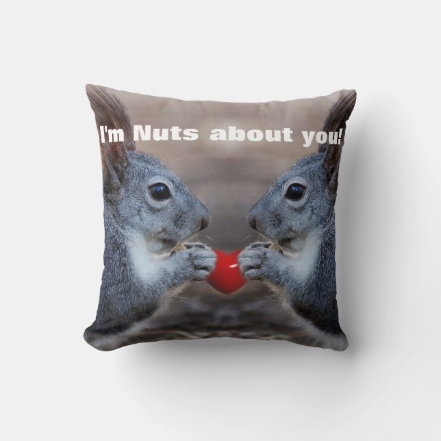 Funny Valentine Day Squirrels Throw Pillow (Front)