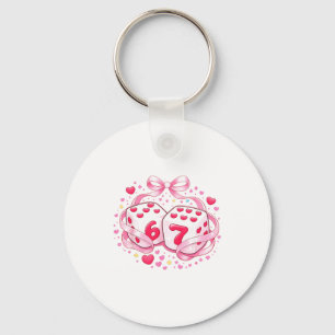 Funny Valentine Dice 6 7 Preppy 67 Six Seven Women Keychain