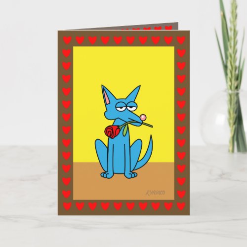 Funny Valentine Don Juan Blue Coyote Holiday Card