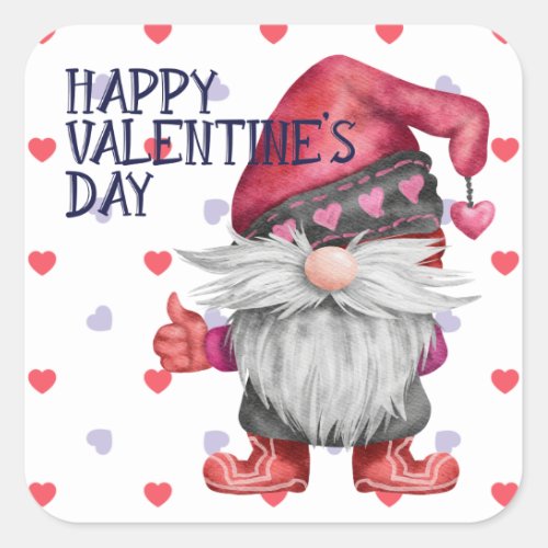 Funny Valentine Gnome Hearts  Square Sticker