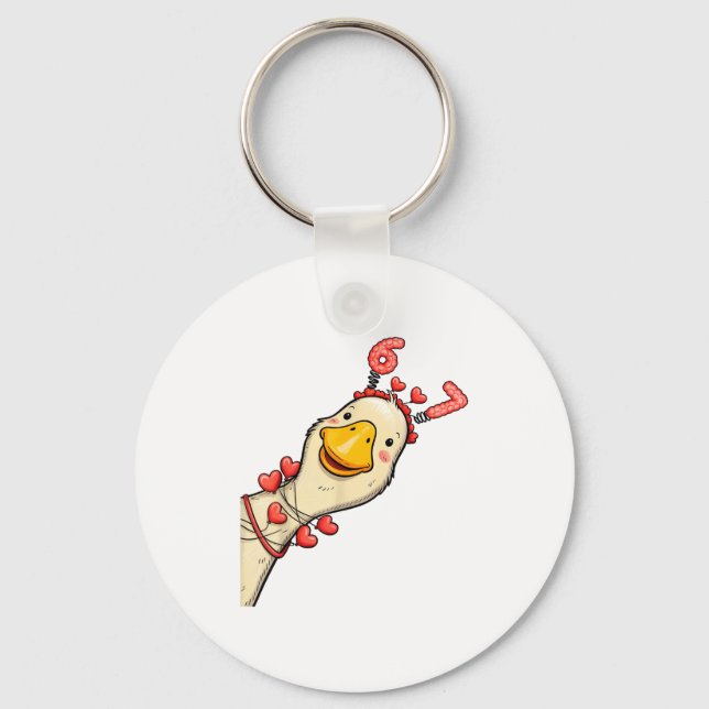 Funny Valentine Goose 6 7 Six Seven Meme Matching  Keychain (Front)