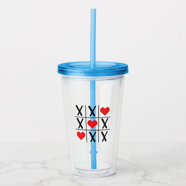 Funny Valentine Hearts Coules Matching Lovers  Acrylic Tumbler (Front)