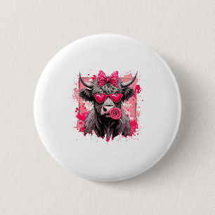 Funny Valentine Highland Cow Lollip Heart Art Nk L Button