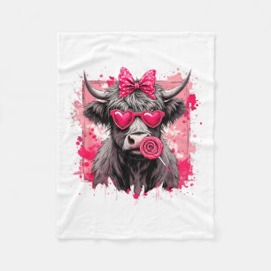 Funny Valentine Highland Cow Lollip Heart Art Nk L Fleece Blanket