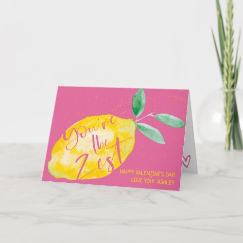 Funny valentine lemon zest quote pink photo card