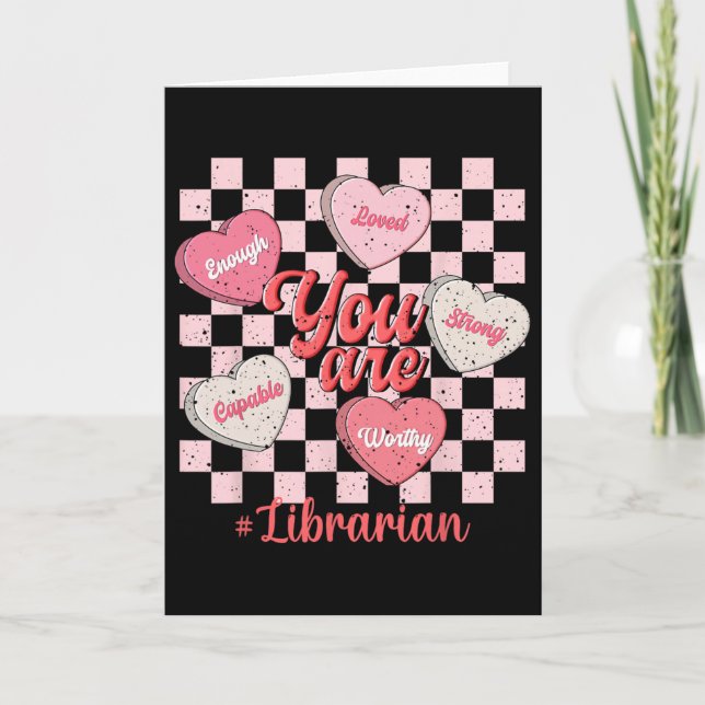 Funny Valentine Librarian Love Heart  Card (Front)