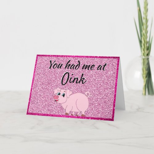 Funny Valentine Pig Holiday Card