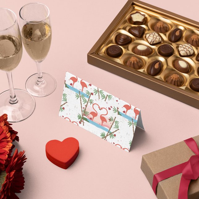 Funny Valentine Pink Flamingos Dance Holiday Card (Creator Uploaded)