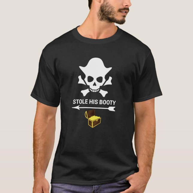 Funny Valentine S Day Couples Costume Pirate Men W T-Shirt (Front)