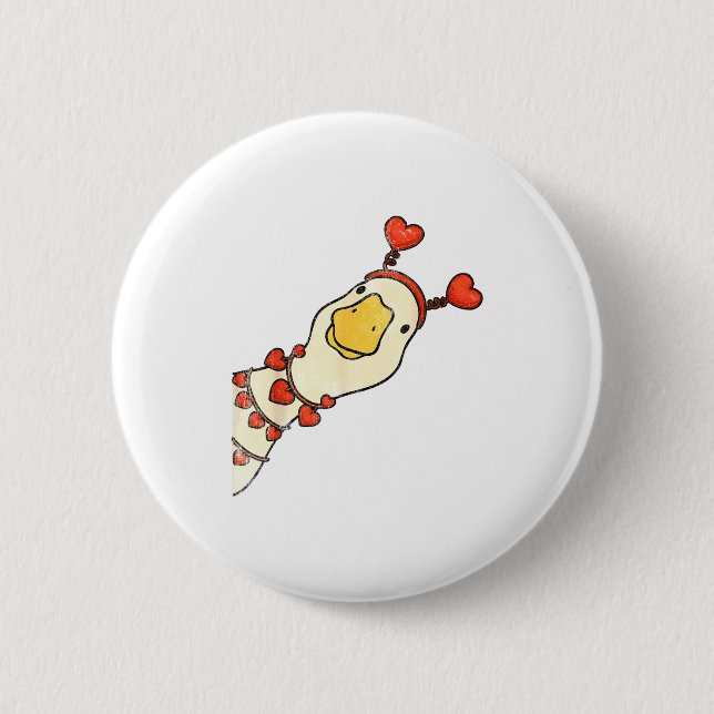 Funny Valentine Silly Gooses Duck Heart Love Match Button (Front)