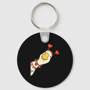 Funny Valentine Silly Gooses Duck Heart Love Match Keychain
