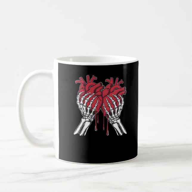 Funny Valentine Skeleton Heart Hands Classic Style Coffee Mug (Left)