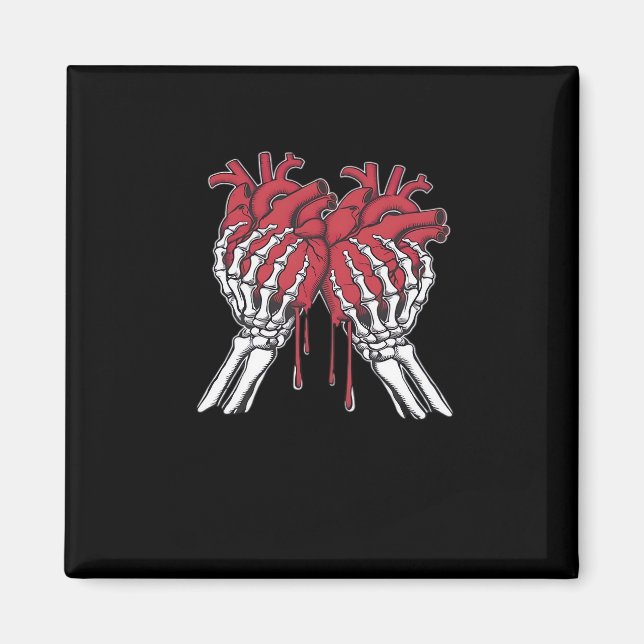 Funny Valentine Skeleton Heart Hands Classic Style Magnet (Front)