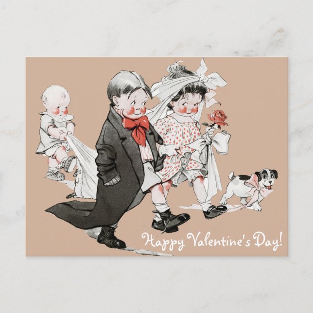 Funny Valentine Vintage Wedding Postcard (Front)