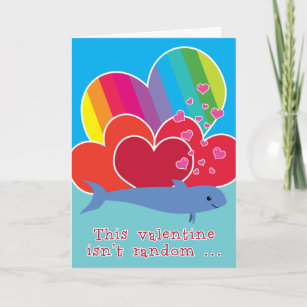 Funny Valentine with Porpoise Pun Rainbow Heart Holiday Card
