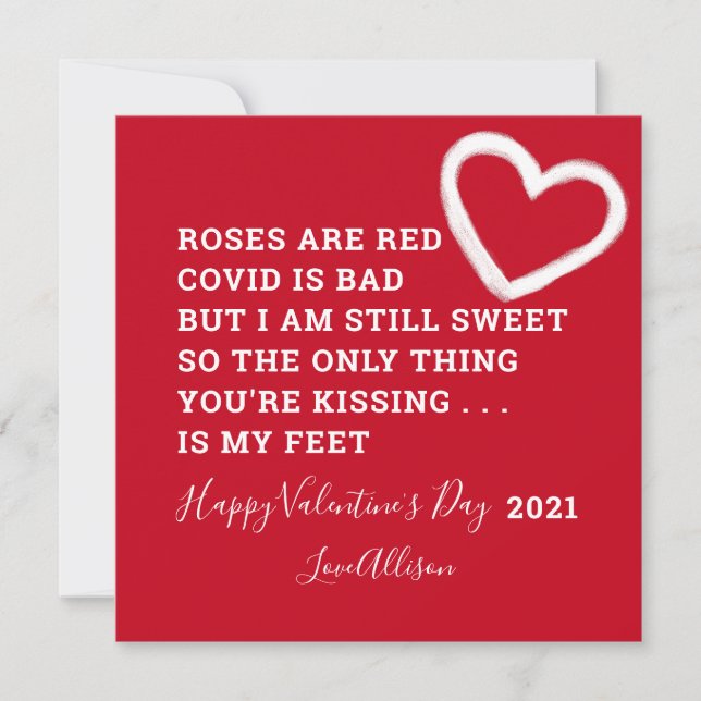 Funny Valentines Day 2021 Covid Poem Holiday Card (Front)
