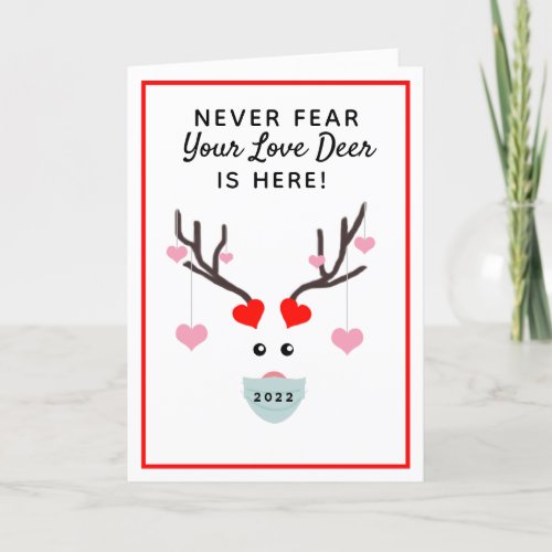 Funny Valentines Day 2022 Love Deer Hearts  Holiday Card