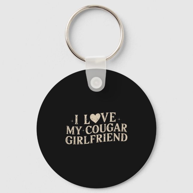 Funny Valentine's Day 2025 I Love My Cougar Girlfr Keychain (Front)