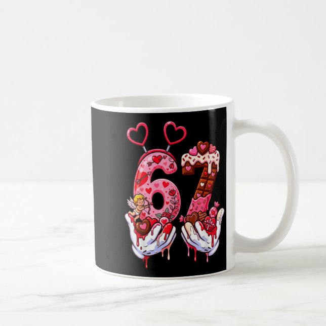 Funny Valentine's Day 67 Meme Hands Six Seven Cud  Coffee Mug (Right)