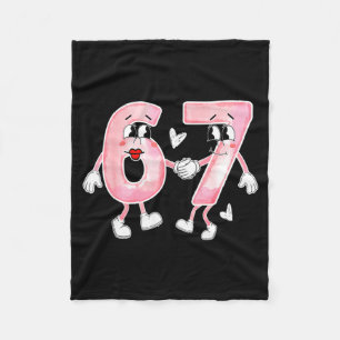Funny Valentines Day 6 7 Six Seven Meme Valentine Fleece Blanket