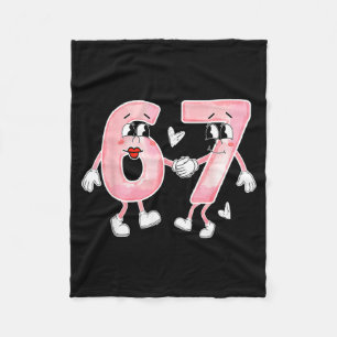 Funny Valentine's Day 6 7 Six Seven Meme Valentine Fleece Blanket
