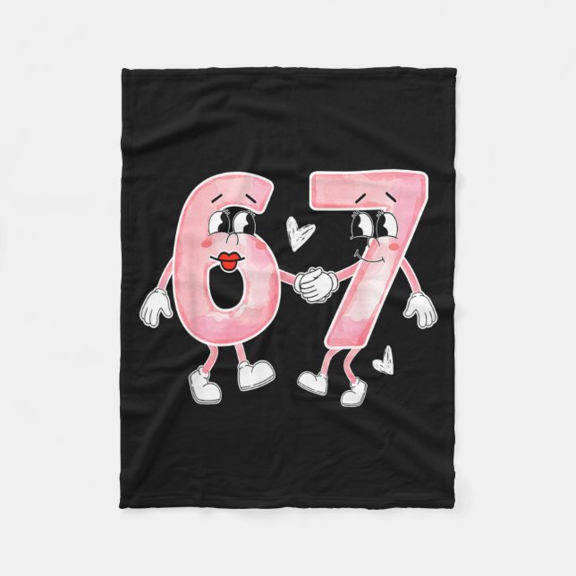 Funny Valentine's Day 6 7 Six Seven Meme Valentine Fleece Blanket (Front)