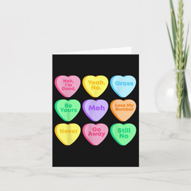 Funny Valentines Day Affirmations Candy Heart  Card (Front)
