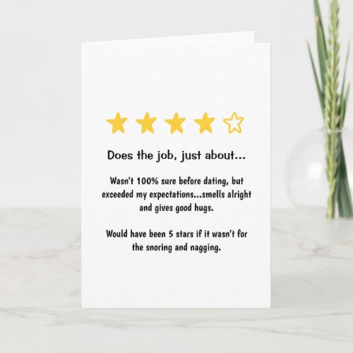 Funny Valentines Day Anniversary 4 Star Rating Card