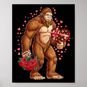 Funny Valentines Day Bigfoot Heart Love Sasquatch  Poster