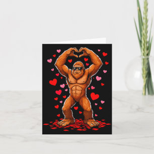 Funny Valentines Day Bigfoot Heart Sungles Sasquat Card
