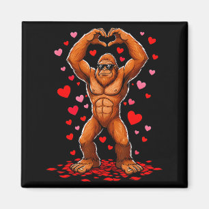 Funny Valentines Day Bigfoot Heart Sungles Sasquat Magnet