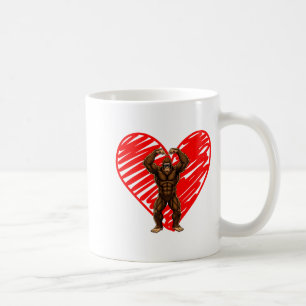 Funny Valentines Day Bigfoot Sungles In Heart Sasq Coffee Mug