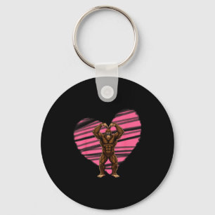 Funny Valentines Day Bigfoot Sungles In Heart Sasq Keychain