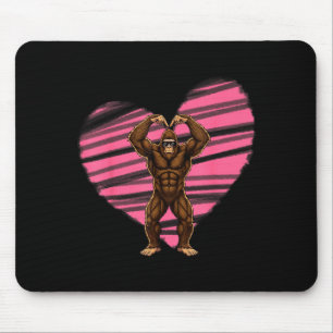 Funny Valentines Day Bigfoot Sungles In Heart Sasq Mouse Pad