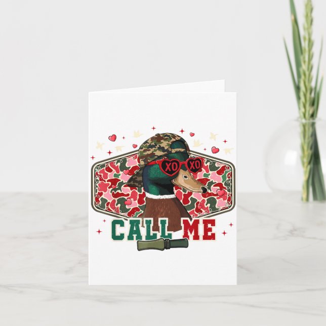 Funny Valentine's Day Boy Duck Hunting Call Me Tod Card (Front)