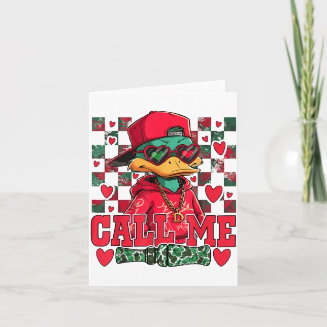 Funny Valentine's Day Boy Duck Hunting Call Me Tod Card (Front)