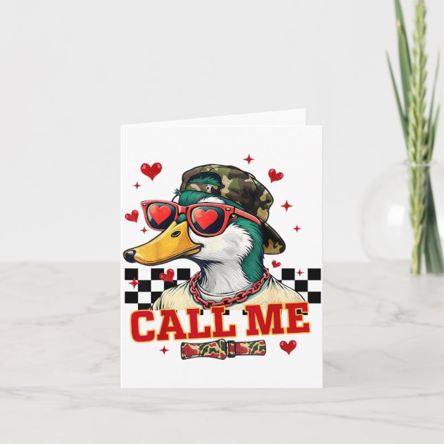 Funny Valentine's Day Boy Duck Hunting Call Me Tod Card (Front)