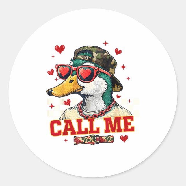 Funny Valentine's Day Boy Duck Hunting Call Me Tod Classic Round Sticker (Front)