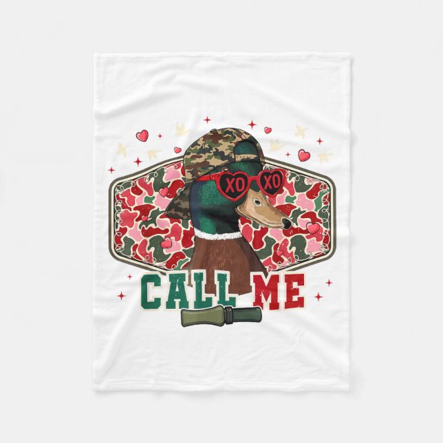 Funny Valentine's Day Boy Duck Hunting Call Me Tod Fleece Blanket (Front)