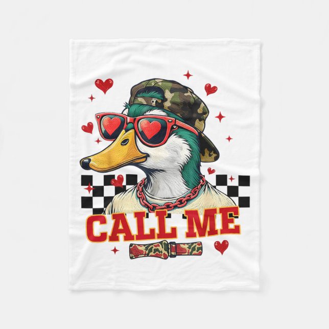 Funny Valentine's Day Boy Duck Hunting Call Me Tod Fleece Blanket (Front)