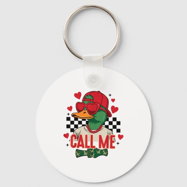 Funny Valentine's Day Boy Duck Hunting Call Me Tod Keychain (Front)