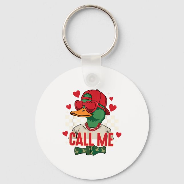 Funny Valentine's Day Boy Duck Hunting Call Me Tod Keychain (Front)