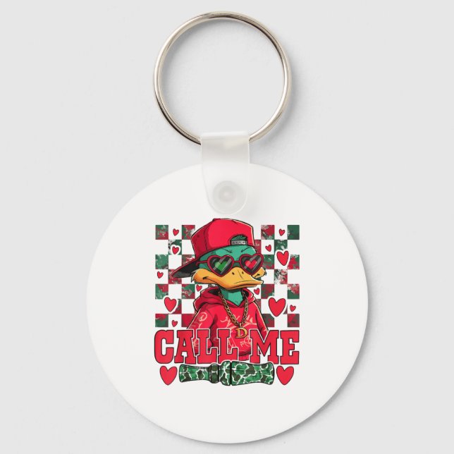 Funny Valentine's Day Boy Duck Hunting Call Me Tod Keychain (Front)