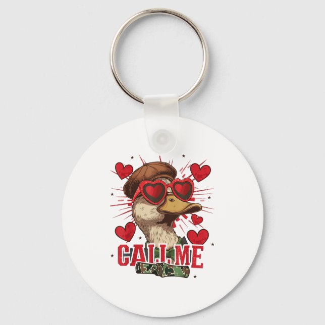 Funny Valentine's Day Boy Duck Hunting Call Me Tod Keychain (Front)