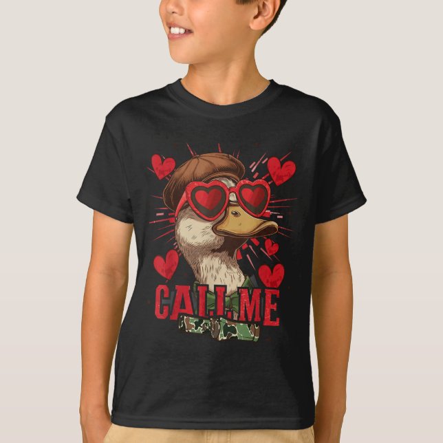 Funny Valentine's Day Boy Duck Hunting Call Me Tod T-Shirt (Front)