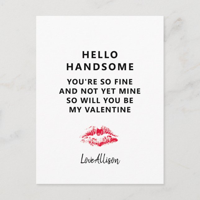 Funny Valentines Day Boyfriend Poem Personalized Holiday Postcard (Front)